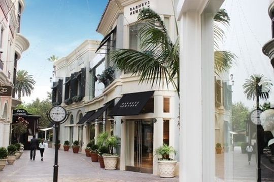 A white luxury retail storefront on Rodeo Drive framed by palms — a visible but short-horizon consumer signal